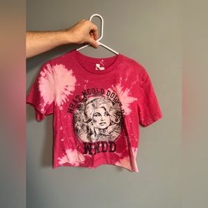 Bleach dyed Dolly Parton shirt